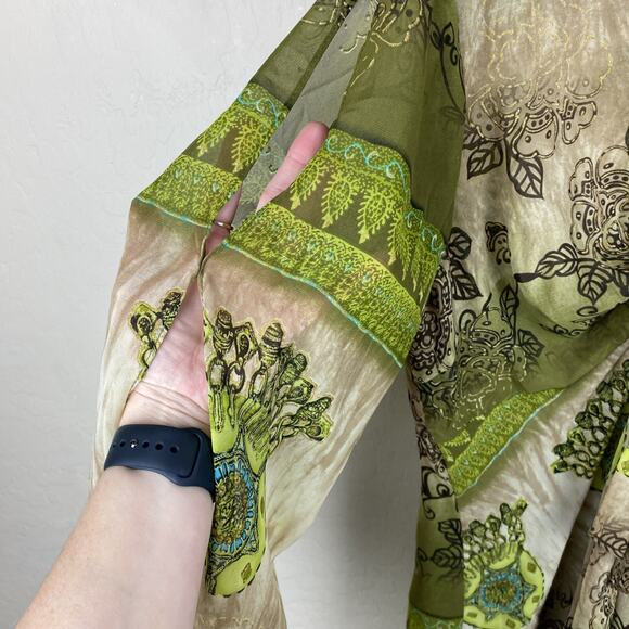 Lane Bryant Floral Tie Front Split Sleeve Blouse Womens Size 14/16 1X Fairycore - Picture 2 of 12